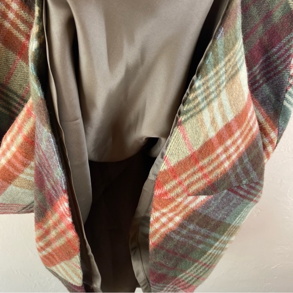 Willi Smith Wool Plaid A-line MIDI Skirt Made in Italy 10P Vintage Green Tan Red - Picture 5 of 9